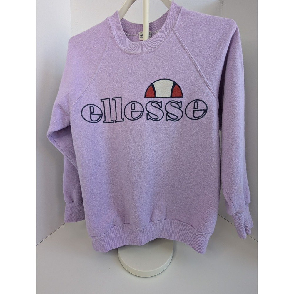 Vintage Ellesse Sweatshirt Womens Small Purple Lavender Crewneck Raglan